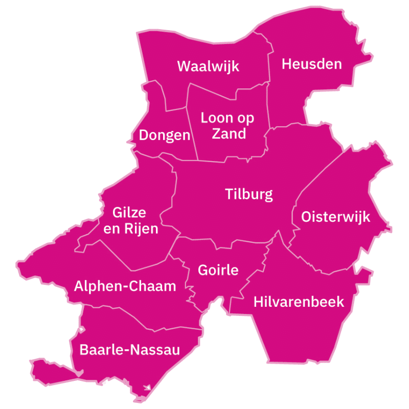 Kaartje Regio Hart van Brabant